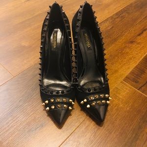 Black suede leather shoes